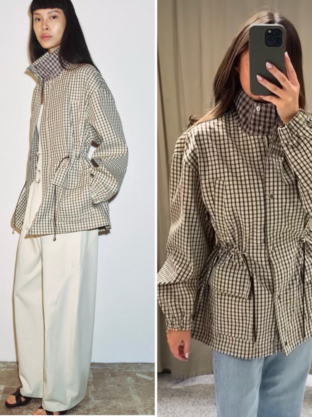 ZARA PLAID HIGH-NECK JACKET